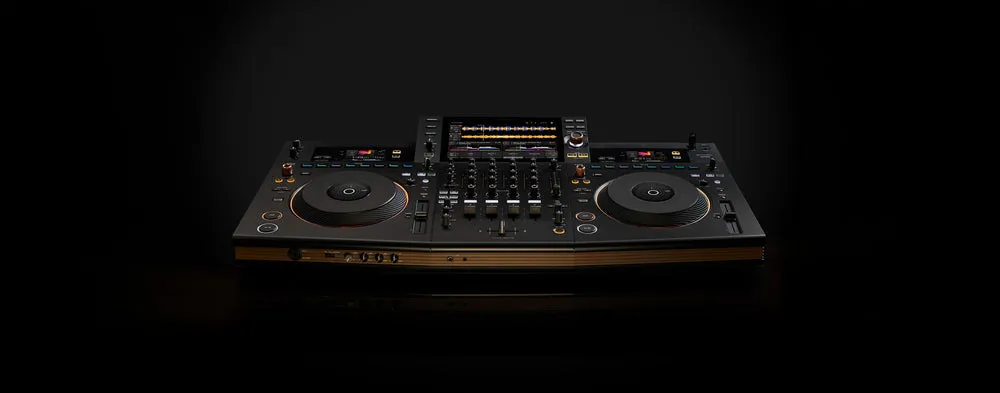 Professional DJ equipment in a music store